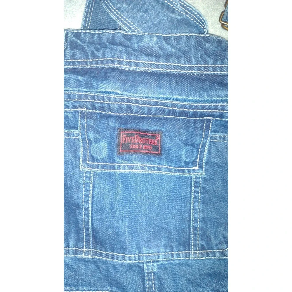 Five Brother Bib Overalls Mens 38X34 Denim Bib Overalls Carpenter - Picture 2 of 7